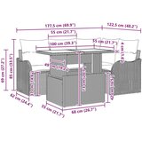  Vrtna sedežna garnitura 5 pcs Rjava in rdeča poli ratan, (5000135537) | Shoptok.si