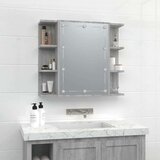 vidaXL omarica z ogledalom in led lučkami siva sonoma 70x16,5x60 cm | Shoptok.si