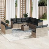 vidaXL 12-dijelni set vrtnih sofa poliratan s jastucima svijetlosivi Cijene