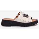 VINCEZA Ladies Leather Slippers With Brooch | Shoptok.si