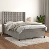  Krevet s oprugama i madracem svjetlosivi 140x190 cm baršunasti | shoptok.hr
