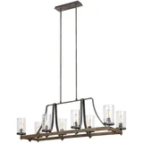 QN-ANGELO8-ISLE - Luster na stalku ANGELO 8xE27/60W/230V, dekor hrasta