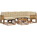 vidaXL Zunanja garnitura za sedenje z blazino 7 pcs Naravna in bež, (5000273089) | Shoptok.si