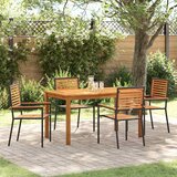  Vrtni set za objed 5 kom. Crna Čvrsto drvo akacije 140 x 80 x 74 cm | shoptok.hr