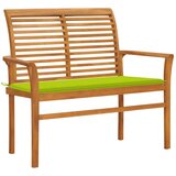 vidaXL vrtna klop s svetlo zeleno blazino 112 cm trdna tikovina | Shoptok.si