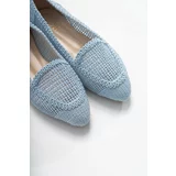 LuviShoes Women's Blue Knitted Flat Flat Shoes 101