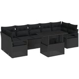 vidaXL 8-dijelni set vrtnog namještaja s jastučićima crni poli ratan, 2-sjedna vrtna sofa s jastučićima crni poli ratan Cijene