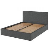 MESONICA Antracitno sivi tapecirani bračni krevet s prostorom za odlaganje s podnicom 160x200 cm Bufo – | shoptok.hr