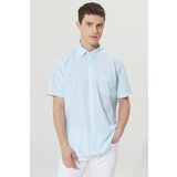 AC&Co / Altınyıldız Classics Men's White-light Blue Comfort Fit Comfy Cut Hidden Button Collar Cotton Striped Shirt. Cene