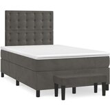 Box spring krevet s madracem tamnosivi 120 x 200 cm baršunasti | shoptok.hr