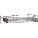  Zunanji pasji boks jeklo 37,64 m² - - črna - 121 - 776 x 485 x 100 cm - | Shoptok.si