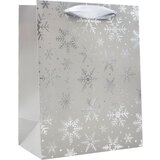  Vrečka darilna a4 32x26x12 novo leto srebrna snežinke e77563 PROMOCIJA | Shoptok.si