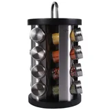 Začimbnik 16-delni črn na vrtljivem stojalu 20xh36cm / inox, steklo, (20455659)