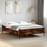 Maison Chic Posteljni okvir - Dvoposteljna postelja - Zakonska postelja dimljeni hrast 120x200 cm inž. les in kovina-J14247, (21770349) | Shoptok.si
