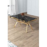 Hanah home trpezarijski sto Vae, 160 × 90 cm, ploča u dekoru Sonata, zlatne noge | Eponuda.com