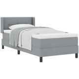 vidaXL Postelja s pomičnim vzmetenjem z vzmetnico svetlo siva 90x200 cm tkanina, Vzglavnik s prešitjem svetlo siva 90 cm tkanina | Shoptok.si