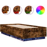 Maison Chic Posteljni okvir - Enojna postelja - Postelja za odrasle z LED lučkami dimljeni hrast 90x200 cm inž. les, (21696145) Cene