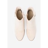 Shelvt Light beige ankle boots on a heel with a decorative buckle | Shoptok.si