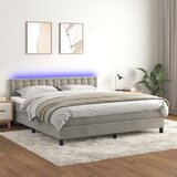 vidaXL Box spring postelja z vzmetnico LED svetlo siva 180x200cm žamet Cene