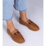 D/CEO marka niezdefiniowana Brown faux leather loafers with decoration Kalenda | Shoptok.si