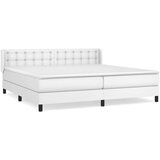  Box spring postelja z vzmetnico bela 200x200 cm umetno usnje, (20788972) | Shoptok.si