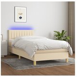  Box spring postelja z vzmetnico LED krem 100x200 cm blago | Shoptok.si