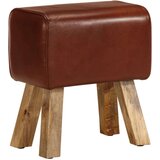 vidaXL Telovadna klop 38 cm rjava pravo usnje in trden mangov les | Shoptok.si