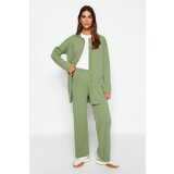 Trendyol Green Ribbed Cardigan-Pants Knitwear Two Piece Set | Shoptok.si