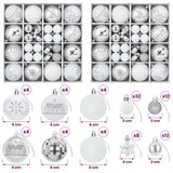  Set božićnih kuglica 88 kom. srebrna i bijela Ø 6 cm Plastika - srebrna i bijela | shoptok.hr