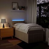 vidaXL Box spring postelja z vzmetnico krem 90x200 cm blago | Shoptok.si