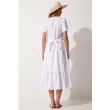  Women's White Square Collar Linen Dress | Eponuda.ba