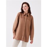 LC Waikiki Plain Long Sleeve Suede Women's Shirt Jacket | Shoptok.si