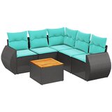 vidaXL Vrtni set od 6 dijelova s jastucima crni poliratan - Crna corner + 2x sofa + table + 2x middle 1 | shoptok.hr