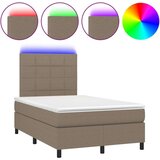  Krevet box spring s madracem LED smeđesivi 120 x 200 cm tkanina | shoptok.hr