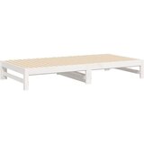  Izvlečna dnevna postelja bela 2x(80x200) cm trdna borovina, (20723992) | Shoptok.si