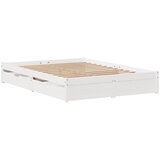 vidaXL Posteljni okvir s predali bel 150x200 cm trdna borovina, (21292603) | Shoptok.si
