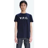 A.P.C. Pamučna majica Vpc Kolor boja: tamno plava, s tiskom, COBQX.H26943-DARKNAVY