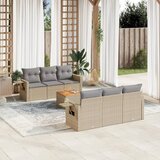 Maison Chic Seti vrtnega pohištva - Vrtna garnitura - Vrtni pohištvo set 7-delna z blazinami bež poli ratan, (21803002) | Shoptok.si