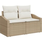 vidaXL 8-delni vrtna sofa set z blazinami Bež Poli ratan Akacija | Shoptok.si