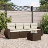  5-dijelni set vrtnih sofa s jastucima poliratan smeđi Smeđa | Shoptok.si