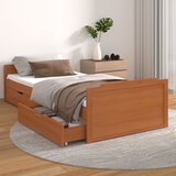 vidaXL Posteljni okvir s predali medeno rjava borovina 90x200 cm Cene
