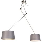 QAZQA Viseča svetilka s platnenimi odtenki temno siva 35 cm - Blitz II jeklo Cene