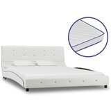 vidaXL Postelja z vzmetnico iz sp. pene belo umetno usnje 140x200 cm Cene