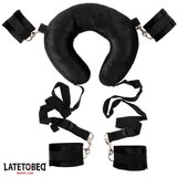 LATETOBED BDSM Line Pillow Restraint Set with Cuffs Black Cene