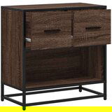 vidaXL Nočna omarica rjava hrast 60x31x60 cm inž. les in kovina | Shoptok.si