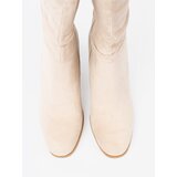 Shelvt Light beige ankle boots with a ruffled upper and heel | Shoptok.si