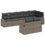vidaXL 8 Kos Vrtni Kavč Set z Blazinami Siva Poly Ratan | Shoptok.si
