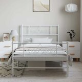  Metalni okvir kreveta uzglavlje i podnožje bijeli 100x200 cm | shoptok.hr