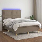  box spring s madracem LED smeđesivi 140x200 cm tkanina | shoptok.hr