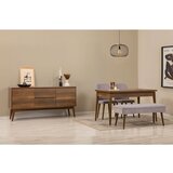 Hanah home Vina 02 0701 - Walnut, Grey WalnutGrey Extendable Dining Table, Chairs & Console Set (5 Pieces) | ePonuda.com